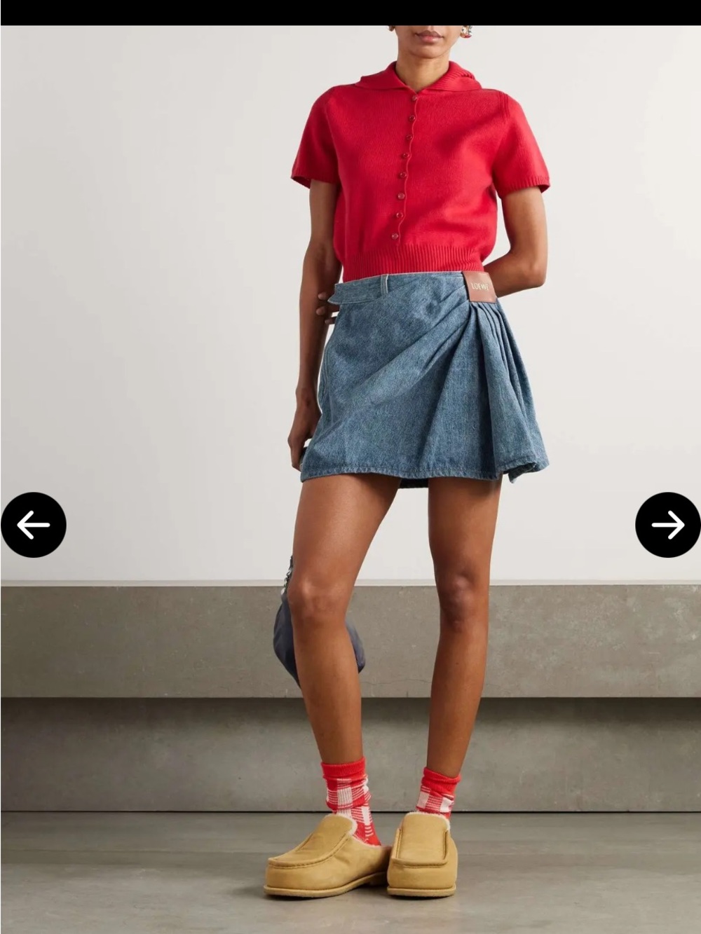 Loewe Blue Denim skirt with Brown Leather Logo Patch - Picture 2 of 11